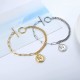 2Pcs 14K Cuban Link Bracelets For Women Men Stainless Coin Pendant Chain Bracelets Anklets Toggle Clasp 2Pcs 14K Cuban Link Bracelets For Women Men Stainless Coin Pendant Chain Bracelets Anklets Toggle Clasp